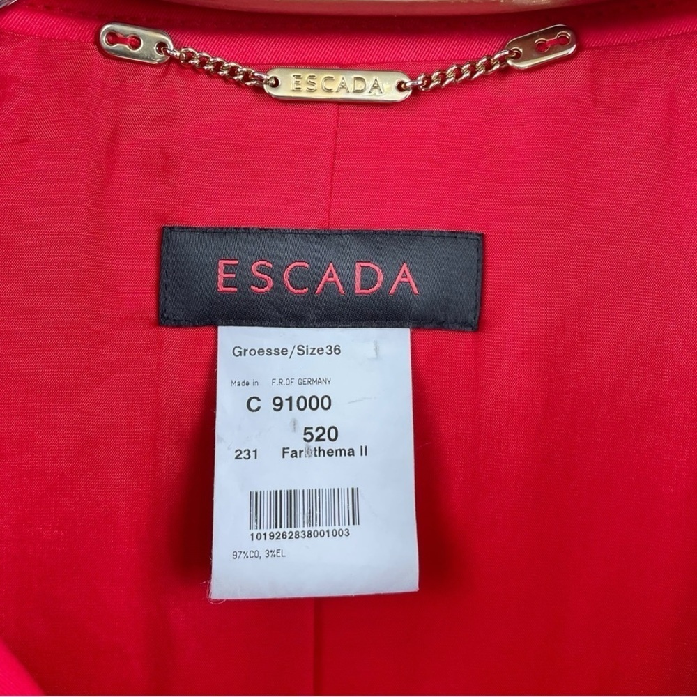 Escada Red Trench Double Breasted Peacoat Size 36 - Picture 8 of 10